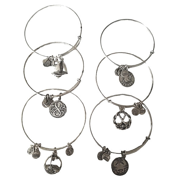 Lot of 6 Alex and Ani Silver Color Bracelets - Picture 1 of 3